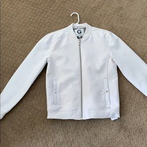 All white mens bomber jacket